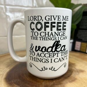 Funny White Coffee Mug with Black Writing Vodka Coffee Funny Sayings